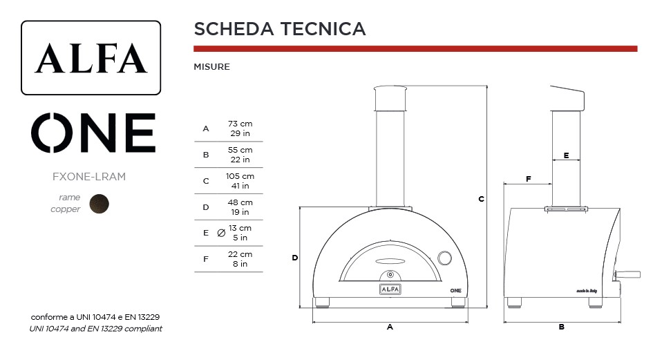 FORNO ALFA PIZZA MODELLO ONE SCHEDA TECNICA